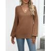 Zeagoo Womens 2026 Fall Sweaters Casual Long Sleeve V Neck Loose Lightweight Crochet Knit Pullover Sweater Tops(Coffee)