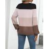 Zeagoo Womens 2026 Fall Sweaters Casual Long Sleeve V Neck Loose Lightweight Crochet Knit Pullover Sweater Tops(Colorblock Tz191)