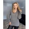 Zeagoo Womens 2026 Fall Sweaters Casual Long Sleeve V Neck Loose Lightweight Crochet Knit Pullover Sweater Tops(Grey)