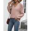 Zeagoo Womens 2026 Fall Sweaters Casual Long Sleeve V Neck Loose Lightweight Crochet Knit Pullover Sweater Tops(Khaki)