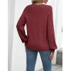 Zeagoo Womens 2026 Fall Sweaters Casual Long Sleeve V Neck Loose Lightweight Crochet Knit Pullover Sweater Tops(Wine Red)