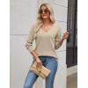 Zeagoo Women’s 2026 Fall Sweaters Long Sleeve V Neck Knit Pullovers Business Casual Sweater Tops(Apricot)