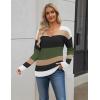 Zeagoo Women’s 2026 Fall Sweaters Long Sleeve V Neck Knit Pullovers Business Casual Sweater Tops(Army Stripe)