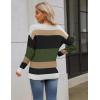 Zeagoo Women’s 2026 Fall Sweaters Long Sleeve V Neck Knit Pullovers Business Casual Sweater Tops(Army Stripe)