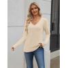 Zeagoo Women’s 2026 Fall Sweaters Long Sleeve V Neck Knit Pullovers Business Casual Sweater Tops(Beige)