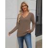 Zeagoo Women’s 2026 Fall Sweaters Long Sleeve V Neck Knit Pullovers Business Casual Sweater Tops(Brown)