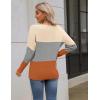 Zeagoo Women’s 2026 Fall Sweaters Long Sleeve V Neck Knit Pullovers Business Casual Sweater Tops(Grey&orange)