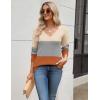 Zeagoo Women’s 2026 Fall Sweaters Long Sleeve V Neck Knit Pullovers Business Casual Sweater Tops(Grey&orange)