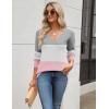 Zeagoo Women’s 2026 Fall Sweaters Long Sleeve V Neck Knit Pullovers Business Casual Sweater Tops(Grey&pink)