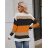 Zeagoo Women’s 2026 Fall Sweaters Long Sleeve V Neck Knit Pullovers Business Casual Sweater Tops(Orange Stripe)