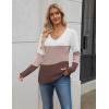 Zeagoo Women’s 2026 Fall Sweaters Long Sleeve V Neck Knit Pullovers Business Casual Sweater Tops(White&purple)
