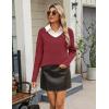 Zeagoo Women’s 2026 Fall Sweaters Long Sleeve V Neck Knit Pullovers Business Casual Sweater Tops(Wine Red)