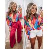 Zeagoo Womens Button Down Shirts Lantern Long Sleeve Blouse Business Casual Work Tops Floral Printed Outfits(A B1 Multicolor)