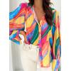 Zeagoo Womens Button Down Shirts Lantern Long Sleeve Blouse Business Casual Work Tops Floral Printed Outfits(A B1 Multicolor)