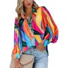 Zeagoo Womens Button Down Shirts Lantern Long Sleeve Blouse Business Casual Work Tops Floral Printed Outfits(A B1 Multicolor)