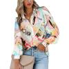 Zeagoo Womens Button Down Shirts Lantern Long Sleeve Blouse Business Casual Work Tops Floral Printed Outfits(A B2 Multicolor)