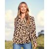 Zeagoo Womens Button Down Shirts Lantern Long Sleeve Blouse Business Casual Work Tops Floral Printed Outfits(B Leopard)
