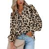 Zeagoo Womens Button Down Shirts Lantern Long Sleeve Blouse Business Casual Work Tops Floral Printed Outfits(B Leopard)