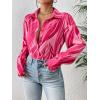 Zeagoo Womens Button Down Shirts Lantern Long Sleeve Blouse Business Casual Work Tops Floral Printed Outfits(B Pink Rowena)