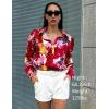 Zeagoo Womens Button Down Shirts Lantern Long Sleeve Blouse Business Casual Work Tops Floral Printed Outfits(B Stelani Pink)