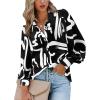 Zeagoo Womens Button Down Shirts Lantern Long Sleeve Blouse Business Casual Work Tops Floral Printed Outfits(B York Black)