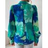 Zeagoo Womens Button Down Shirts Lantern Long Sleeve Blouse Business Casual Work Tops Floral Printed Outfits(B2 Blue Paradise)