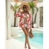 Zeagoo Womens Button Down Shirts Lantern Long Sleeve Blouse Business Casual Work Tops Floral Printed Outfits(B2 Orange Floral)