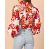 Zeagoo Womens Button Down Shirts Lantern Long Sleeve Blouse Business Casual Work Tops Floral Printed Outfits(B2 Orange Floral)