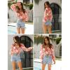 Zeagoo Womens Button Down Shirts Lantern Long Sleeve Blouse Business Casual Work Tops Floral Printed Outfits(B2 Orange Floral)