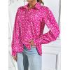 Zeagoo Womens Button Down Shirts Lantern Long Sleeve Blouse Business Casual Work Tops Floral Printed Outfits(B2 Pink Dot)