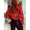 Zeagoo Womens Button Down Shirts Lantern Long Sleeve Blouse Business Casual Work Tops Floral Printed Outfits(B2 Stelani Red)