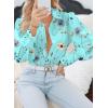 Zeagoo Womens Button Down Shirts Lantern Long Sleeve Blouse Business Casual Work Tops Floral Printed Outfits(Bf139)