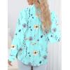 Zeagoo Womens Button Down Shirts Lantern Long Sleeve Blouse Business Casual Work Tops Floral Printed Outfits(Bf139)