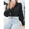 Zeagoo Womens Button Down Shirts Lantern Long Sleeve Blouse Business Casual Work Tops Floral Printed Outfits(C Black)