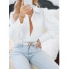 Zeagoo Womens Button Down Shirts Lantern Long Sleeve Blouse Business Casual Work Tops Floral Printed Outfits(C White)