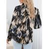 Zeagoo Womens Button Down Shirts Lantern Long Sleeve Blouse Business Casual Work Tops Floral Printed Outfits(Ink Painting)