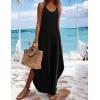 Zeagoo Women’s Casual Sundress Summer Maxi Sleeveless V Neck Split Boho Beach Dress Travel Vacation Dress with Pockets(01-black)