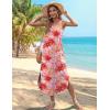 Zeagoo Women’s Casual Sundress Summer Maxi Sleeveless V Neck Split Boho Beach Dress Travel Vacation Dress with Pockets(02-pink Floral)