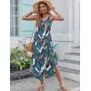 Zeagoo Women’s Casual Sundress Summer Maxi Sleeveless V Neck Split Boho Beach Dress Travel Vacation Dress with Pockets(A01-leaf4)