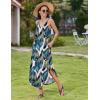 Zeagoo Women’s Casual Sundress Summer Maxi Sleeveless V Neck Split Boho Beach Dress Travel Vacation Dress with Pockets(A01-leaf4)