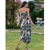 Zeagoo Women’s Casual Sundress Summer Maxi Sleeveless V Neck Split Boho Beach Dress Travel Vacation Dress with Pockets(A01-leaf4)