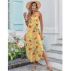 Zeagoo Women’s Casual Sundress Summer Maxi Sleeveless V Neck Split Boho Beach Dress Travel Vacation Dress with Pockets(A03-yellow Floral2)