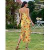 Zeagoo Women’s Casual Sundress Summer Maxi Sleeveless V Neck Split Boho Beach Dress Travel Vacation Dress with Pockets(A03-yellow Floral2)