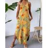 Zeagoo Women’s Casual Sundress Summer Maxi Sleeveless V Neck Split Boho Beach Dress Travel Vacation Dress with Pockets(A03-yellow Floral2)