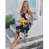 Zeagoo Women’s Casual Sundress Summer Maxi Sleeveless V Neck Split Boho Beach Dress Travel Vacation Dress with Pockets(A04-leaf3)