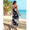 Zeagoo Women’s Casual Sundress Summer Maxi Sleeveless V Neck Split Boho Beach Dress Travel Vacation Dress with Pockets(A04-leaf3)