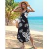 Zeagoo Women’s Casual Sundress Summer Maxi Sleeveless V Neck Split Boho Beach Dress Travel Vacation Dress with Pockets(A04-leaf3)
