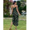 Zeagoo Women’s Casual Sundress Summer Maxi Sleeveless V Neck Split Boho Beach Dress Travel Vacation Dress with Pockets(A07-leaf3)