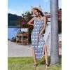 Zeagoo Women’s Casual Sundress Summer Maxi Sleeveless V Neck Split Boho Beach Dress Travel Vacation Dress with Pockets(Blue Floral)