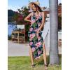 Zeagoo Women’s Casual Sundress Summer Maxi Sleeveless V Neck Split Boho Beach Dress Travel Vacation Dress with Pockets(Colorful Flora3)
